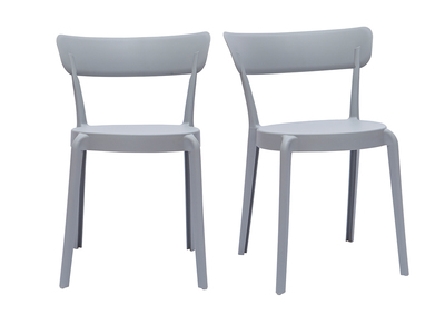 Set de 2 sillas apilables de plástico gris para interior/exterior RIOS